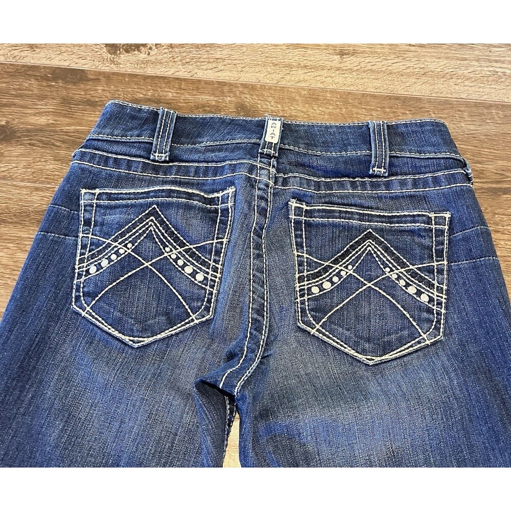 Ariat REAL Entwined Jeans Womens 28R Blue Denim Mid Rise Bootcut Stretch 28x32
